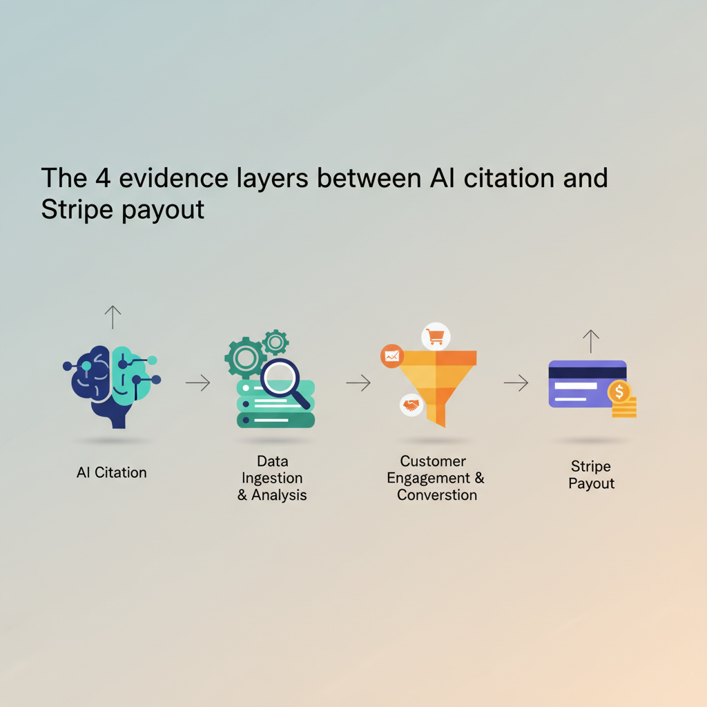 The 4 evidence layers between AI citation and Stripe payout